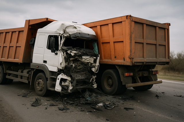 화물 트럭 사고 상상도.  챗GPT 생성 이미지.