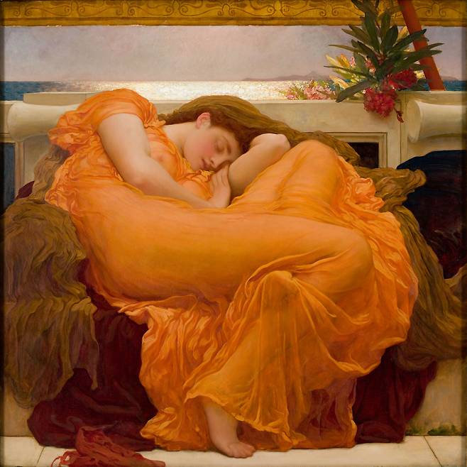 프레더릭 레이턴, 타오르는 6월(Flaming June), 1895, 캔버스에 유채, 119.1x119.1cm, 폰세 미술관