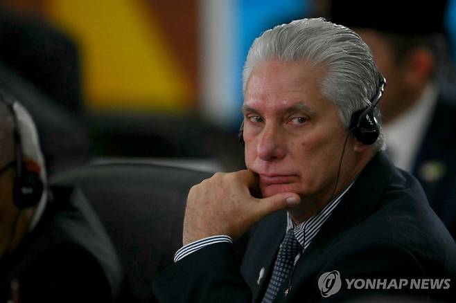 7일(현지시간) 브릭스(BRICS) 회의에 참석한 미겔 디아스카넬 쿠바 대통령 [리우데자네이루 AFP=연합뉴스. 재판매 및 DB 금지]