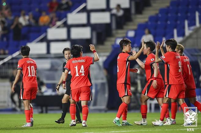 13일 오후 8시 화성종합경기타운에서 일본과 격돌하는 여자 축구 대표팀. (대한축구협회 제공)