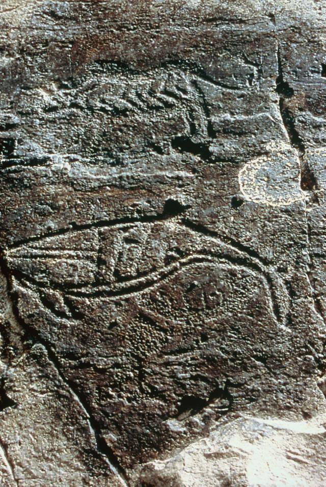 울산 울주군 대곡리 반구대 암각화에 새겨진 고래 형상. 문명대 제공