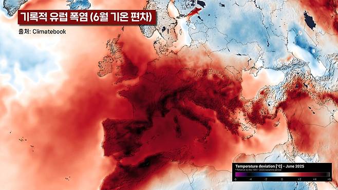 기록적인 유럽 폭염 (출처: Climatebook)