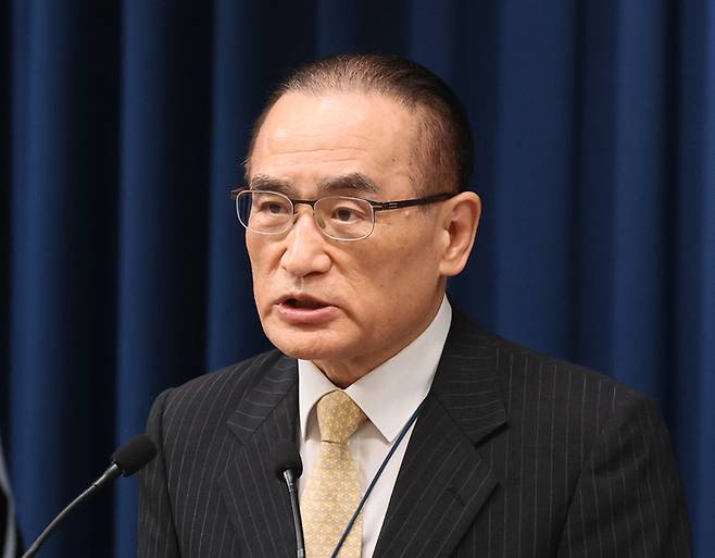 미국에서 귀국한 위성락 국가안보실장이 9일 용산 대통령실에서 방미 결과에 관해 브리핑하고 있다. [사진=연합뉴스]