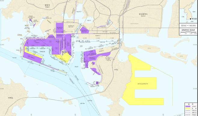 부산항 신항 및 진해신항 평면 계획도. 사진