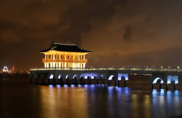 영일대 해상누각 야경,