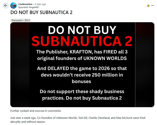 (출처=레딧 '서브노티카2' 서브레딧).