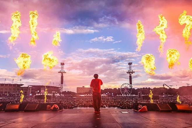 J-Hope captures the audience's attention and energy as he leads the performance on his own./BIGHIT MUSIC
