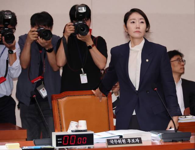 강선우 여성가족부 장관 후보자가 14일 국회 여성가족위원회에서 열린 인사청문회에 출석하고 있다. [연합뉴스]