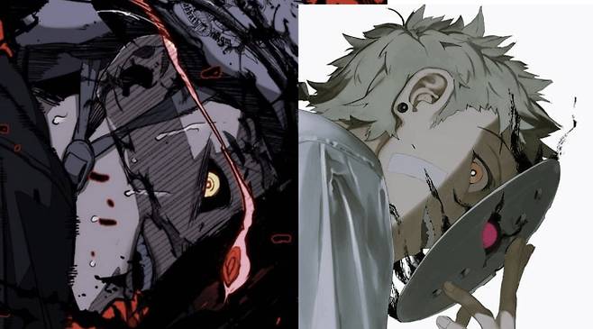 인터넷 커뮤니티에 올라온 윈드브레이커 표절 의혹. 왼쪽이 '윈드브레이커', 오른쪽이 일본 일러스트레이터 Dr.poro의 일러스트. 2025.07.14./사진=온라인 커뮤니티 캡처