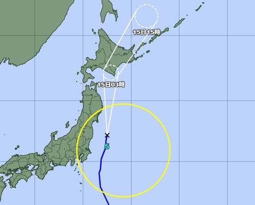 태풍 5호 '나리' 예상 진로 [일본 기상청 홈페이지 캡처, DB화 및 재배포 금지]