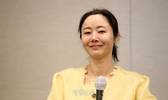 민희진 전 어도어 대표가 지난 5월31일 서울 중구 프레스센터에서 어도어 임시주주총회 관련 기자회견을 하고 있다. 권도현 기자