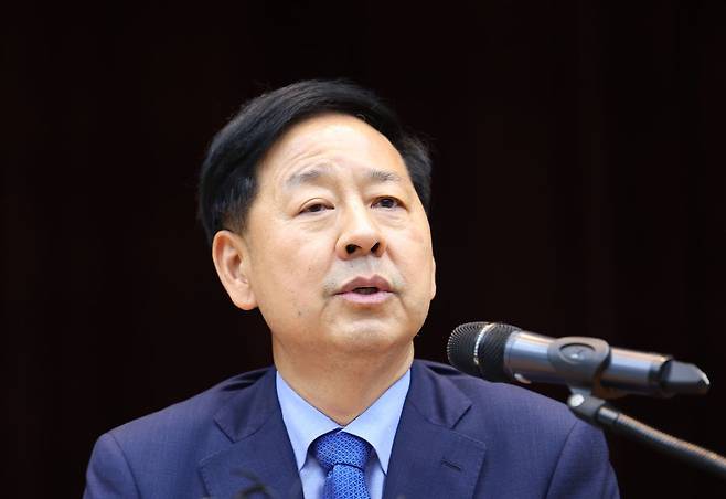 구윤철 부총리 겸 기획재정부 장관 후보자가 지난달 29일 서울 중구 예금보험공사 대강당에서 열린 기자간담회에서 발언하고 있다. 연합뉴스