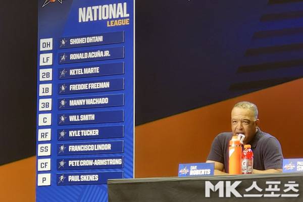 데이브 로버츠 감독이 라인업을 공개하고 있다. 사진(美 애틀란타)= 김재호 특파원