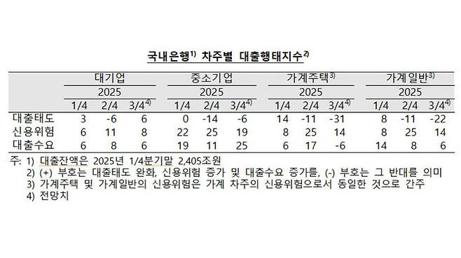 국내은행 차주별 대출행태지수