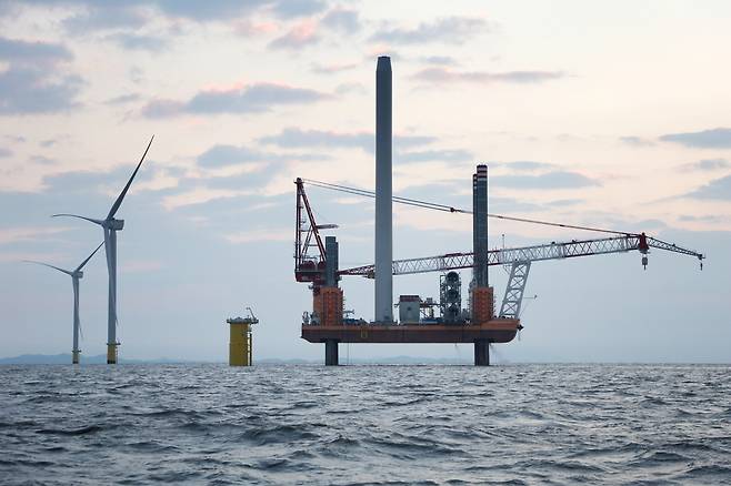 전남 신안 자은도에 조성 중인&nbsp;해상풍력발전단지 전경. 전남도 제공