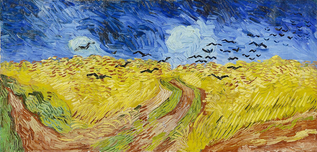 ‘까마귀 나는 밀밭’(Wheat Field with Crows). 캔버스에 유채. 103 x 50.5 cm.  1890년. 암스테르담 반 고흐 미술관 소장.