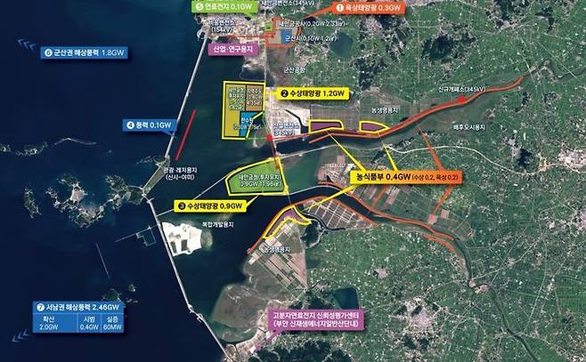 새만금 신재생에너지 발전 위치 현황도 (사진=군산시 제공) *재판매 및 DB 금지