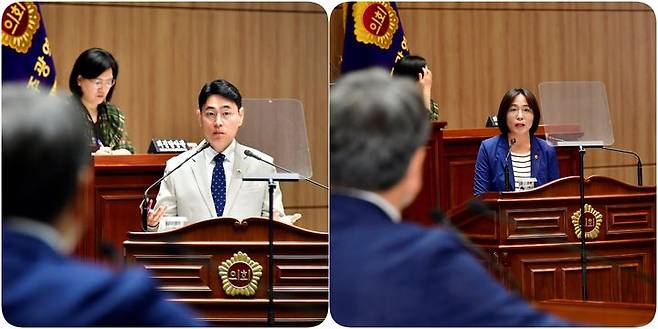 시정질문하는 심창욱, 이귀순 광주시의원. (사진=광주시의회 제공) *재판매 및 DB 금지