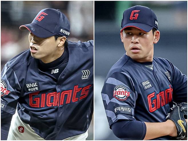 롯데 마운드의 현재와 미래가 돼야 할 구승민(왼쪽), 김진욱이 후반기에는 반등의 계기를 마련할지 주목된다. 사진제공｜롯데 자이언츠