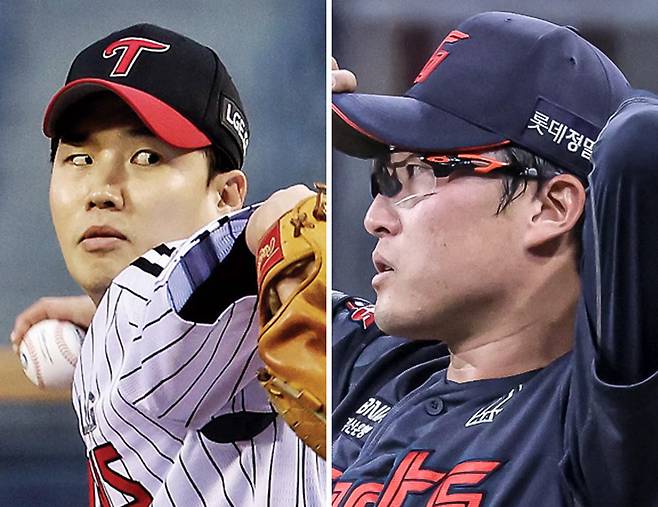 LG 임찬규(왼쪽), 롯데 박세웅. LG 트윈스·롯데 자이언츠 제공