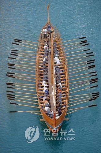복원된 고대 그리스의 배 [EPA=연합뉴스]
