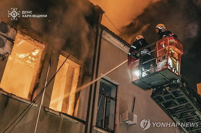 16일 러시아 드론 공습받은 우크라이나 빈니치아 건물 [AFP 연합뉴스]