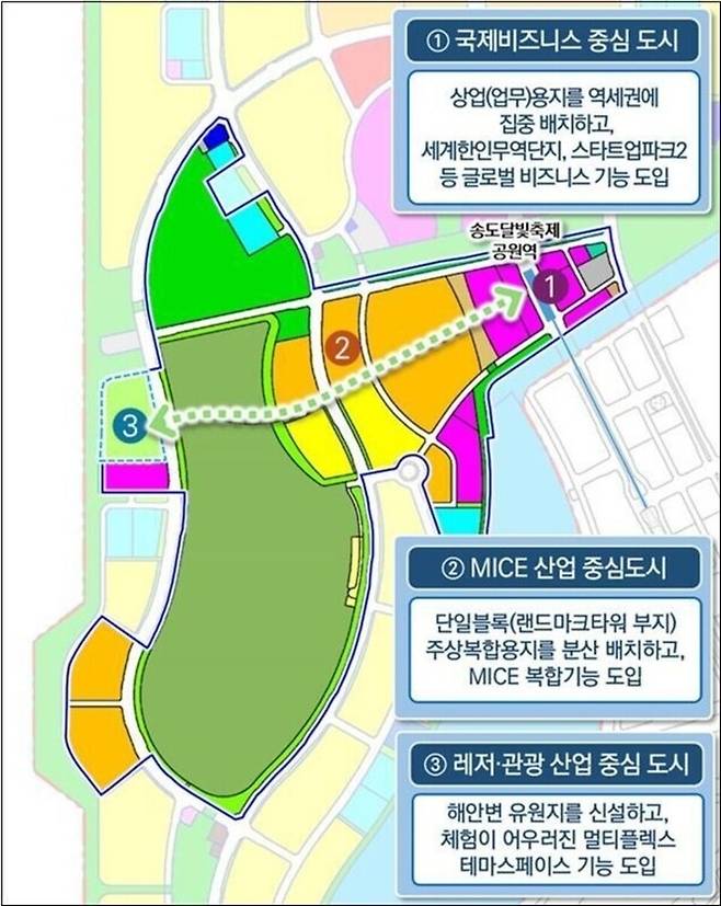 ▲송도국제도시(송도랜드마크시티) 개발계획 변경(안)./제공=인천경제자유구역청