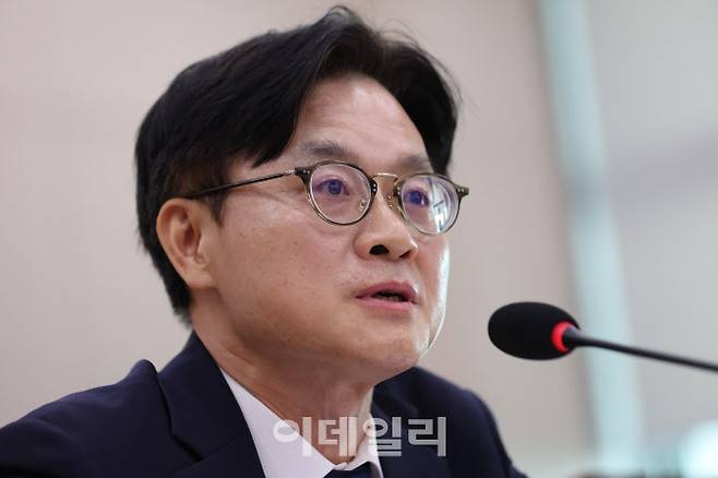 김정관 산업통상자원부 장관 후보자가 17일 오전 서울 여의도 국회 산업통상자원중소벤처기업위원회 전체회의에서 열린 인사청문회에 출석, 질의에 답변하고 있다. (사진=이데일리 노진환 기자)