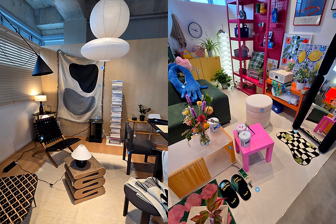 이용자의 방을 구경하면서 가구나 소품의 정보가 궁금하거나 구매하고 싶다면 달려있는 ‘플러스(+) 태그’ 뒷면의 QR 코드를 찍으면 된다. [김혜진 기자]