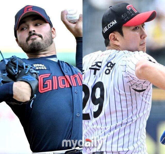 롯데 자이언츠 알렉 감보아와 LG 트윈스 손주영./마이데일리