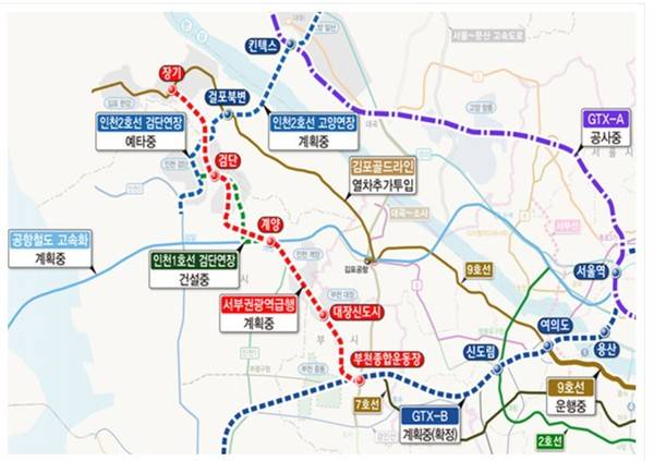서부권광역급행철도 노선도. 사진 제공=국토교통부