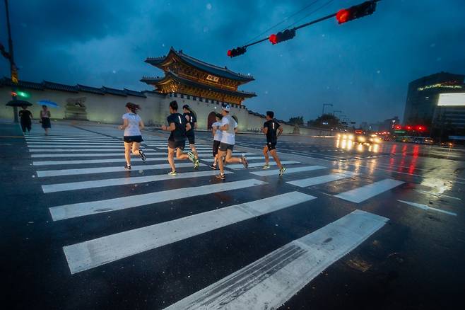 광화문을 달리는 러닝크루 사진 : 김울프 작가