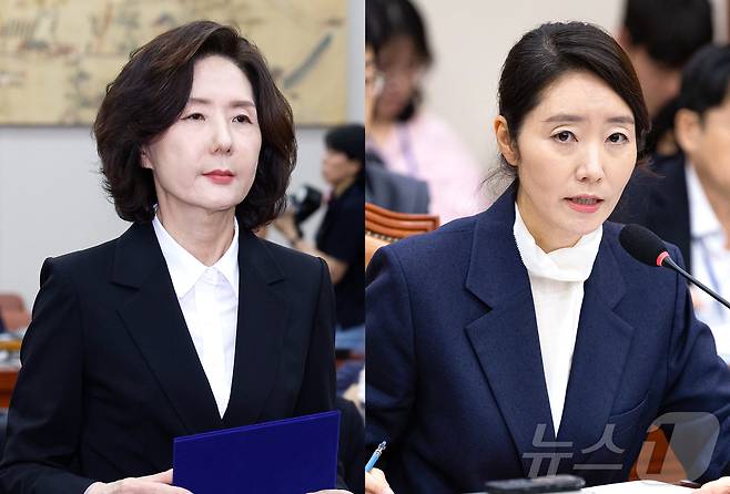 이진숙 부총리 겸 교육부 장관 후보자(왼쪽)와 강선우 여성가족부 장관 후보자.