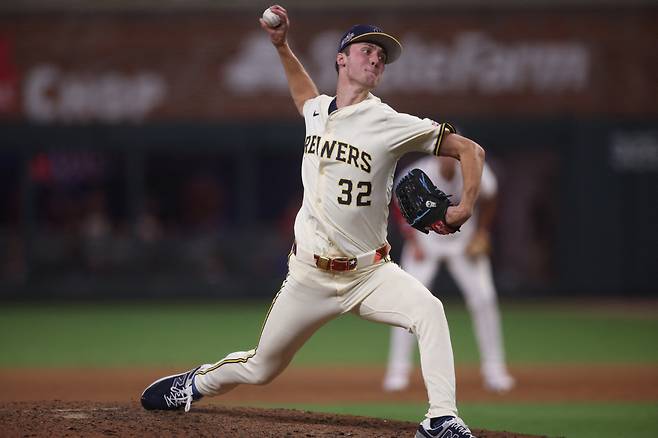 제이콥 미저라우스키가 지난 16일(한국시각) 올스타전에서 8회초 등판해 힘차게 공을 뿌리고 있다. Imagn Images연합뉴스
