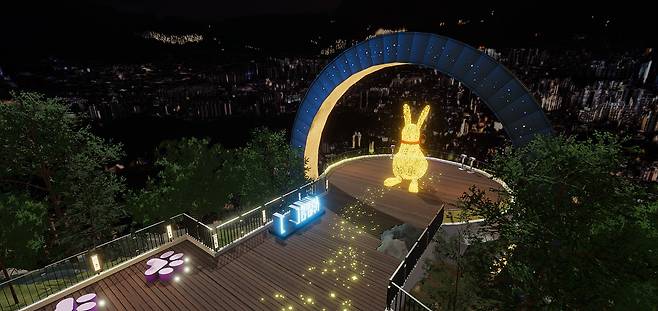 앞산 전망대의 마스코트인 토끼 조형물.