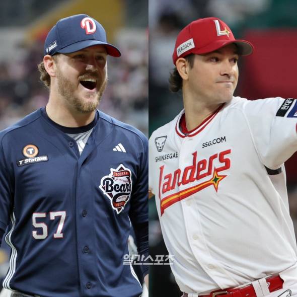 19일 인천에서 선발 맞대결을 펼치는 두산 어빈과 SSG 앤더슨. IS 포토