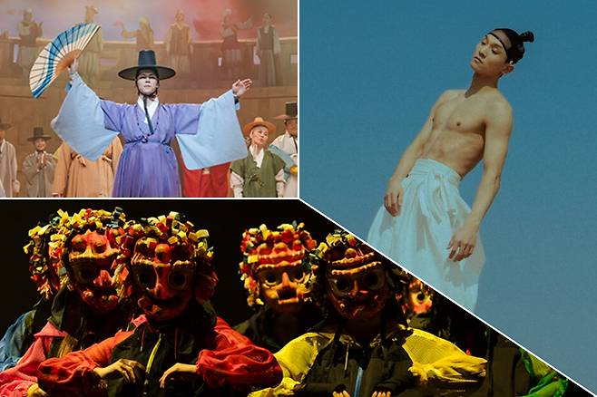 Clockwise from top left, "The Story of Lee Nal-chi," "Mongyudowonmu" and "Mask Off" (National Theater of Korea)