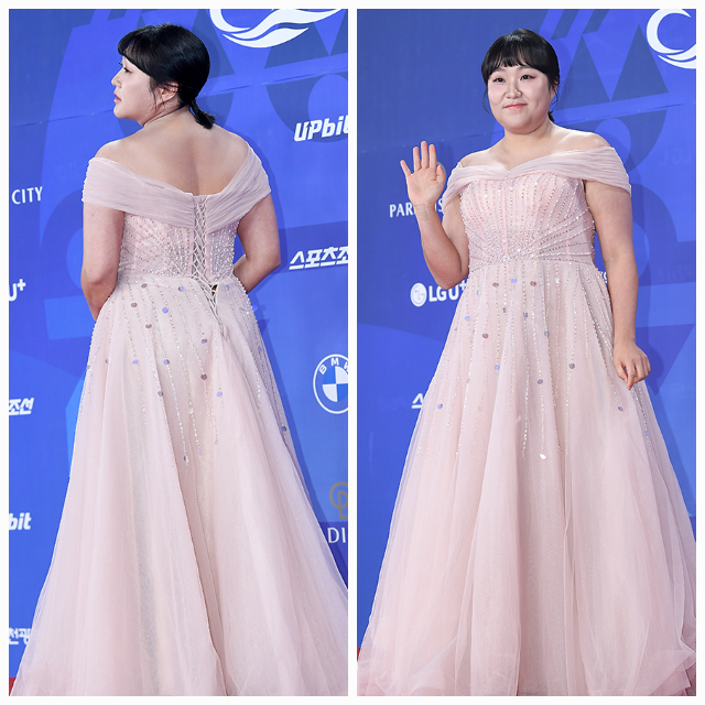 개그우먼 이수지가 레드카펫에서 확 달라진 존재감을 드러냈다.사진=천정환 기자