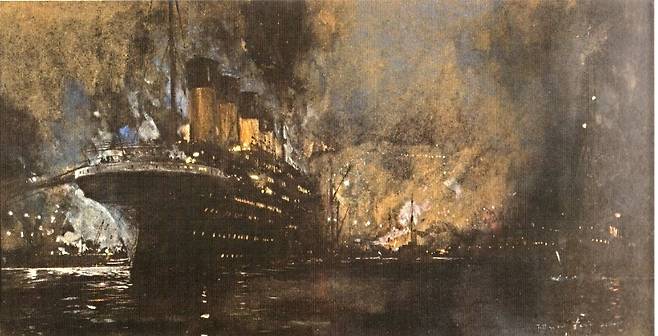 찰스 딕슨, 설비를 점검받고 있는 타이타닉, 1912년경