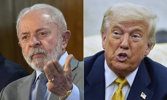 루이스 이나시우 룰라 다시우바 브라질대통령(왼쪽),&nbsp;도널드 트럼프 미국 대통령.&nbsp;AP연합뉴스