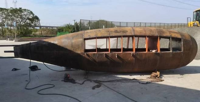 장 씨가 제작한 잠수함의 초기 모습.