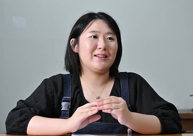 Lee Min-seo, winner of the Kering Generation Award X Jewelry, during an interview with The Korea Herald on July 14 at her studio in Hongik University, Mapo-gu, Seoul (Lim Se-jun/ The Korea Herald)