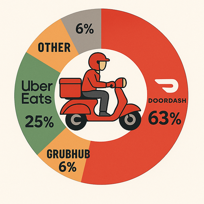 미국 배달플랫폼 점유율. 자료=WSJ