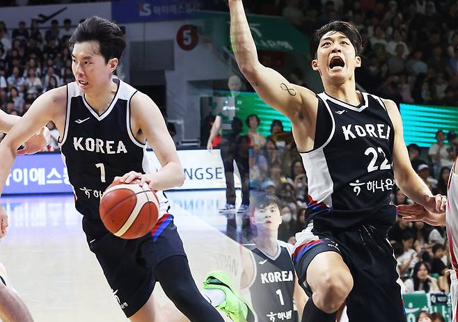 (왼쪽)일라와라 호크스 소속 이현중, 시애틀대학 소속 여준석 ⓒ연합뉴스