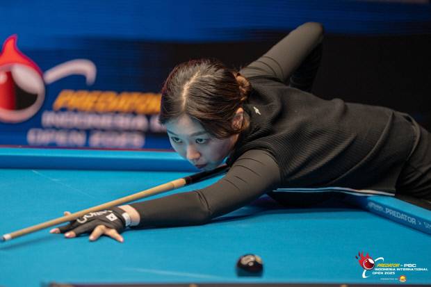 전남당구연맹 서서아가 지난 14~18일 인도네시아 자카르타에서 열린 ‘2025 프레데터 PBC 인도네시아 인터내셔널 10볼 오픈’ 여자부에 출전해 경기를 하고 있다. 전남도체육회 제공