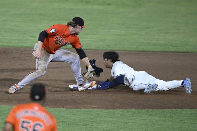 탬파베이 레이스의 김하성이 20일 미국 플로리다주 탬파에서 열린 2025 MLB 볼티모어 오리올스와의 경기 8회 2루 도루를 성공시키고 있다. 연합뉴스