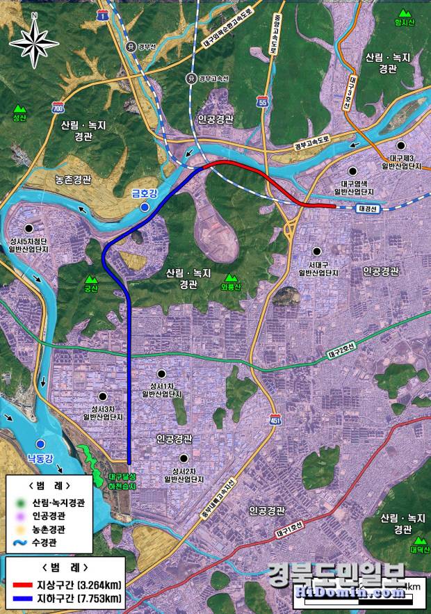 대구산업선 철도건설사업 제1공구 위치도. 사진=대구시 제공