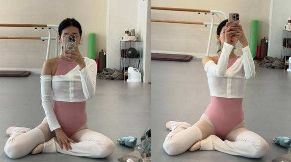 분홍색 발레복을 입은 수지는 날씬하고 여리여리한 몸매를 뽐내고 있다. [사진=SNS]