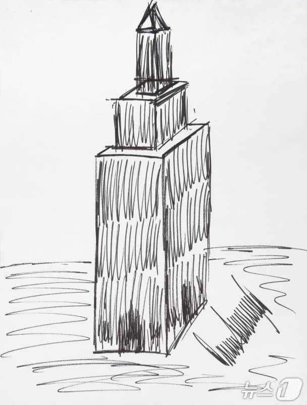 트럼프가 그린 뉴욕 엠파이어 스테이트 빌딩. <출처=줄리언스 옥션>