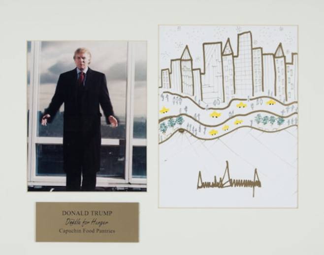 2005년 도널드 트럼프 대통령이 뉴욕의 한 비영리 단체에 기부한 그림. 맨해튼 스카이라인을 나타낸다./헤리티지 옥션
